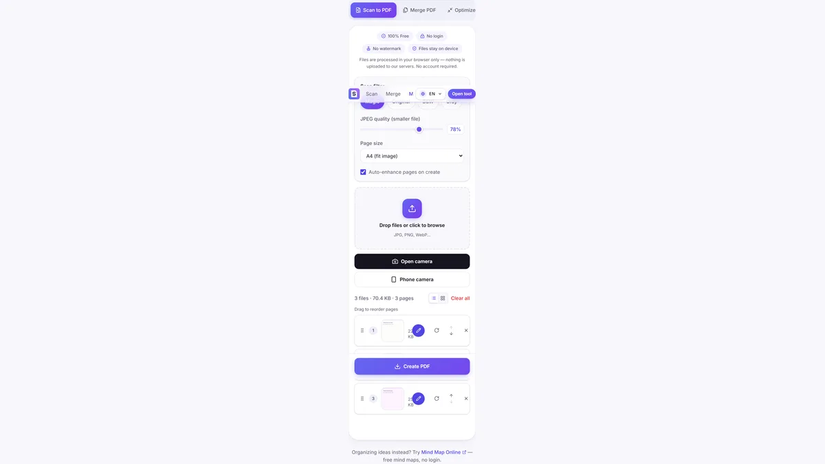 Upload page images in order